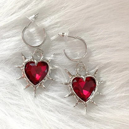 Eleganza Italiana Y2K Grunge Jewelry Heart Crystal Earrings Rainbow Punk Charms Korean Fashion Thorns Drop Earrings for Women Goth Accessories Streetwear high fashion shein amazon temu target Walmart online