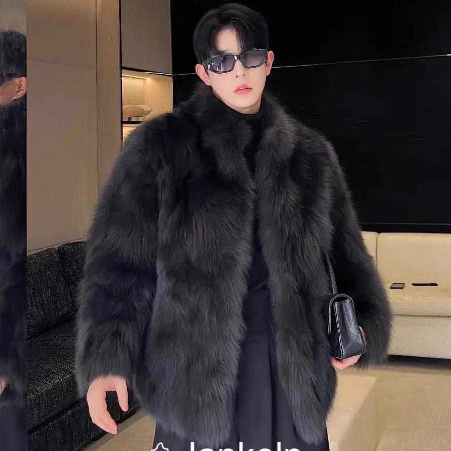 Eleganza Italiana Y2k Jackets for Men Fur Imitation Leather Jacket Thickened Fox Mink Coat Winter Jacket Men Fur One piece Coat Coat Men Winter Streetwear high fashion shein amazon temu target Walmart online