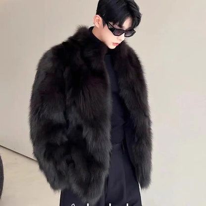 Eleganza Italiana Y2k Jackets for Men Fur Imitation Leather Jacket Thickened Fox Mink Coat Winter Jacket Men Fur One piece Coat Coat Men Winter Streetwear high fashion shein amazon temu target Walmart online