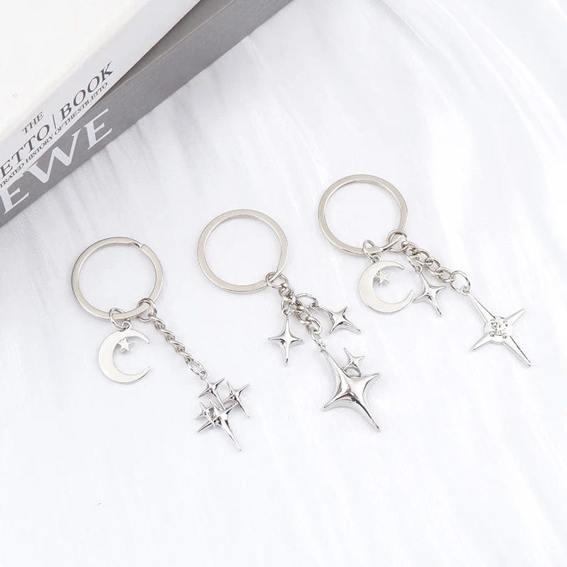 Eleganza Italiana Y2K Keychains Star Moon Metal Key Rings For Women Men Friendship Gift Handbag Bag Decoration Handmade Jewelry Streetwear high fashion shein amazon temu target Walmart online