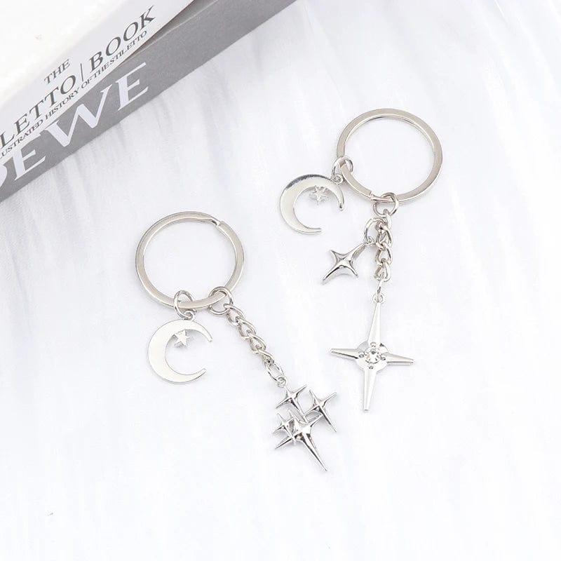 Eleganza Italiana Y2K Keychains Star Moon Metal Key Rings For Women Men Friendship Gift Handbag Bag Decoration Handmade Jewelry Streetwear high fashion shein amazon temu target Walmart online