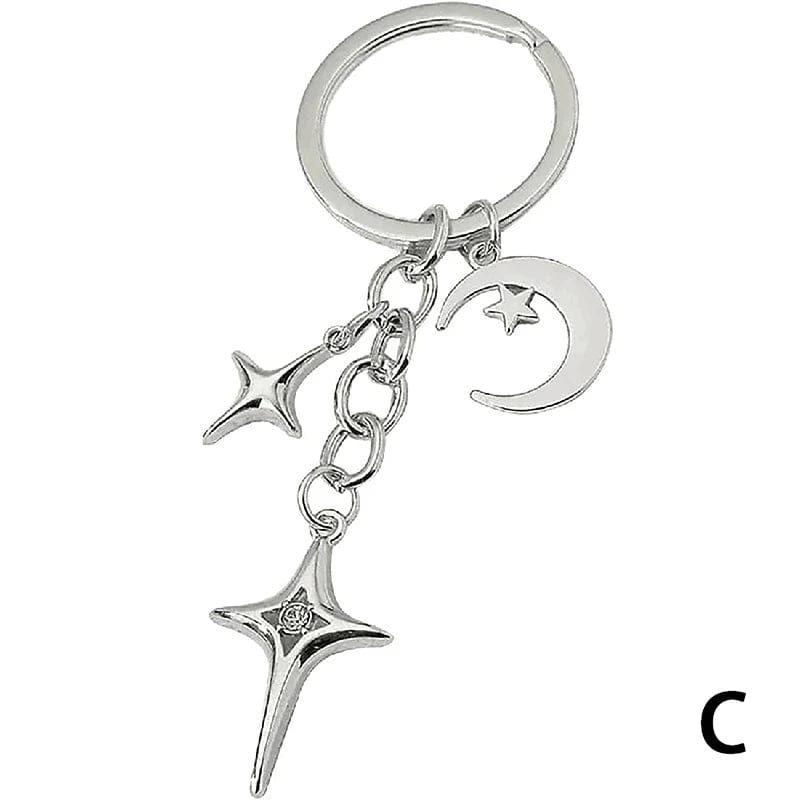 Eleganza Italiana Y2K Keychains Star Moon Metal Key Rings For Women Men Friendship Gift Handbag Bag Decoration Handmade Jewelry Streetwear high fashion shein amazon temu target Walmart online