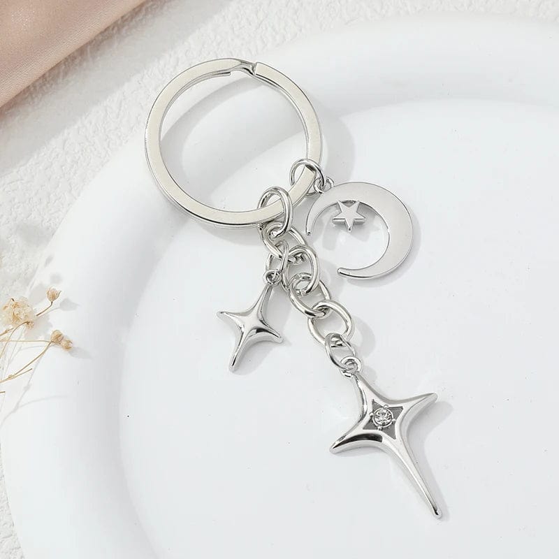 Eleganza Italiana Y2K Keychains Star Moon Metal Key Rings For Women Men Friendship Gift Handbag Decoration Handmade Jewelry Streetwear high fashion shein amazon temu target Walmart online