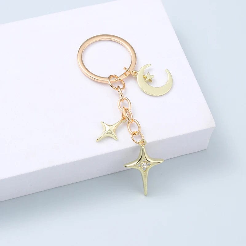 Eleganza Italiana Y2K Keychains Star Moon Metal Key Rings For Women Men Friendship Gift Handbag Decoration Handmade Jewelry Streetwear high fashion shein amazon temu target Walmart online