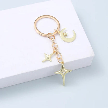 Eleganza Italiana Y2K Keychains Star Moon Metal Key Rings For Women Men Friendship Gift Handbag Decoration Handmade Jewelry Streetwear high fashion shein amazon temu target Walmart online