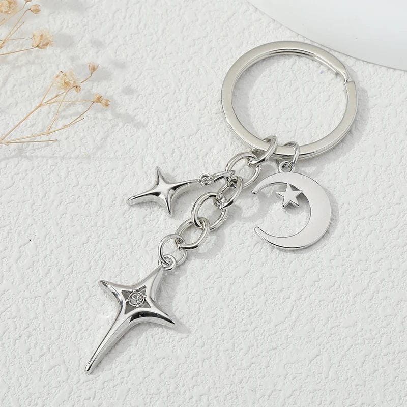 Eleganza Italiana Y2K Keychains Star Moon Metal Key Rings For Women Men Friendship Gift Handbag Decoration Handmade Jewelry Streetwear high fashion shein amazon temu target Walmart online