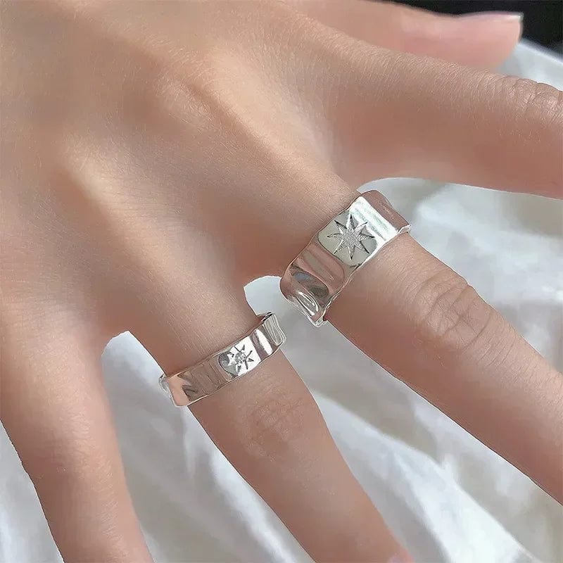 Eleganza Italiana Y2K Opening Ring Couple Punk Irregular Star Moon Finger Rings Lovers Handmade Design Jewelry Women Men Hip Hop Party Gifts Streetwear high fashion shein amazon temu target Walmart online