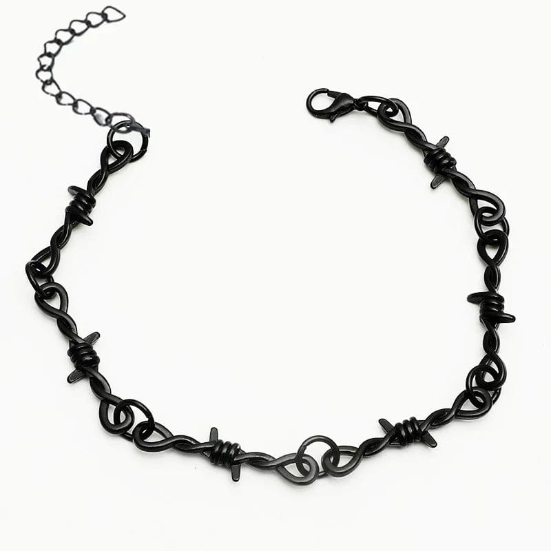 Eleganza Italiana Y2K Punk Personality Wire Brambles Iron Black Bracelet Necklace for Women Men Hip-hop Rock Thorns Choker Chain Goth Jewelry Gift Streetwear high fashion shein amazon temu target Walmart online