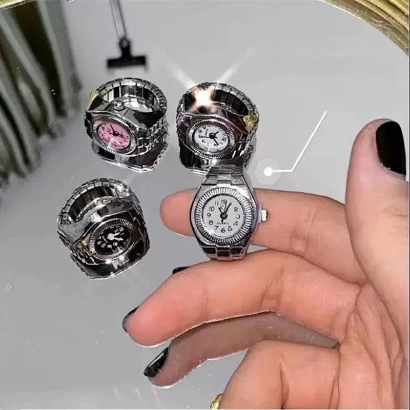 Eleganza Italiana Y2K Punk Quartz Watch Rings for Couple Women Man Hip Hop Mini Elastic Stretchy Watch Finger Ring Retro Fashion Jewelry Gift Streetwear high fashion shein amazon temu target Walmart online