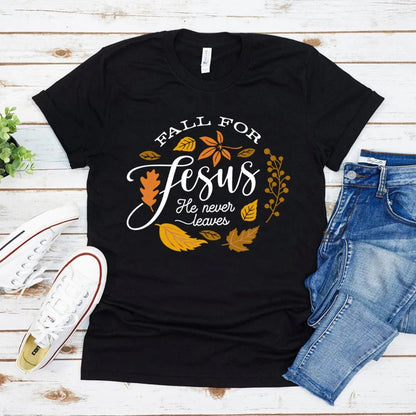 Eleganza Italiana Y2k Short Sleeves Fall for Jesus He Never Leaves Tops Women Fall Shirts Graphic Tees Short Sleeve T-shirt Casual Female Tee Streetwear high fashion shein amazon temu target Walmart online