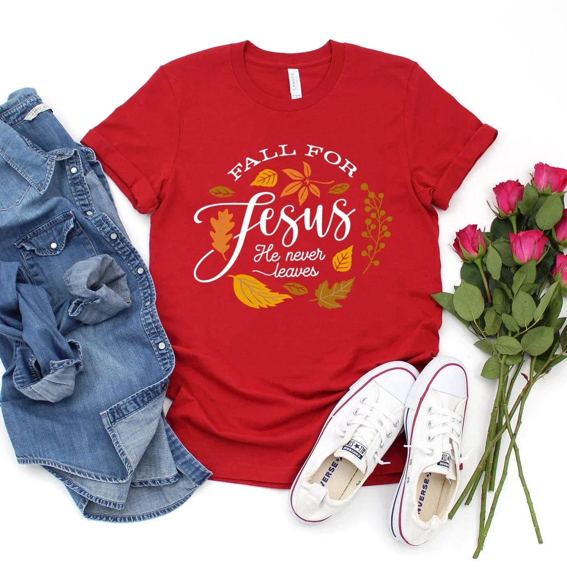 Eleganza Italiana Y2k Short Sleeves Fall for Jesus He Never Leaves Tops Women Fall Shirts Graphic Tees Short Sleeve T-shirt Casual Female Tee Streetwear high fashion shein amazon temu target Walmart online