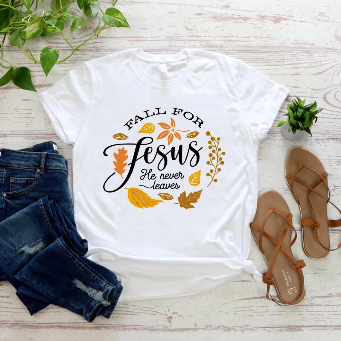 Eleganza Italiana Y2k Short Sleeves Fall for Jesus He Never Leaves Tops Women Fall Shirts Graphic Tees Short Sleeve T-shirt Casual Female Tee Streetwear high fashion shein amazon temu target Walmart online