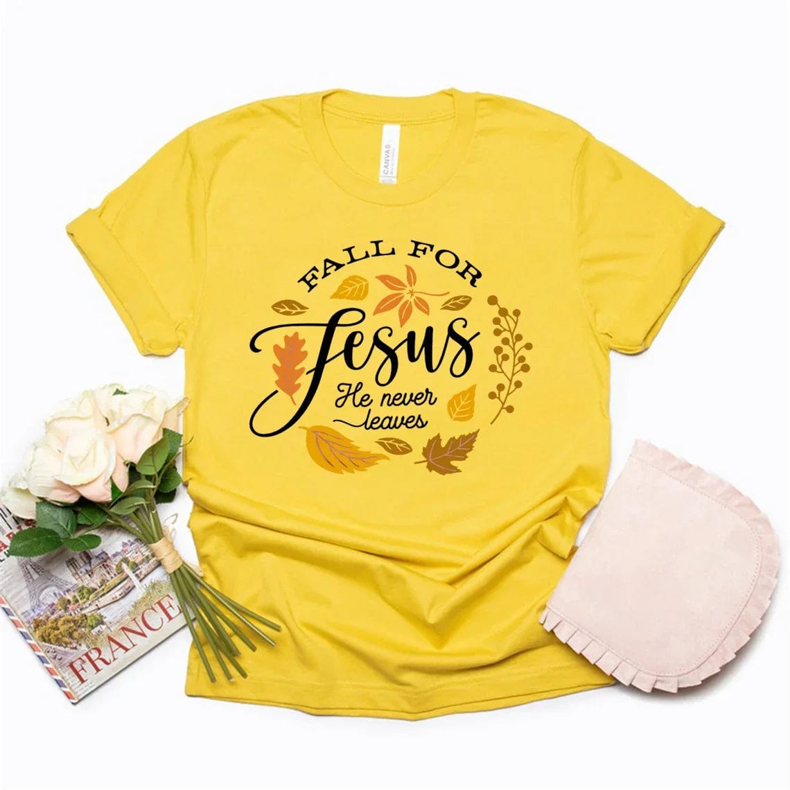 Eleganza Italiana Y2k Short Sleeves Fall for Jesus He Never Leaves Tops Women Fall Shirts Graphic Tees Short Sleeve T-shirt Casual Female Tee Streetwear high fashion shein amazon temu target Walmart online