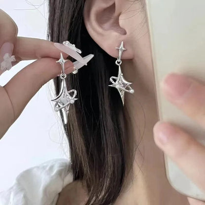 Eleganza Italiana Y2K Star Drop Earrings Cool Girl Harajuku Creative Planet Pearl Crystal Stars Earings Korean Fashion for Women Punk 2023 Jewelry Streetwear high fashion shein amazon temu target Walmart online