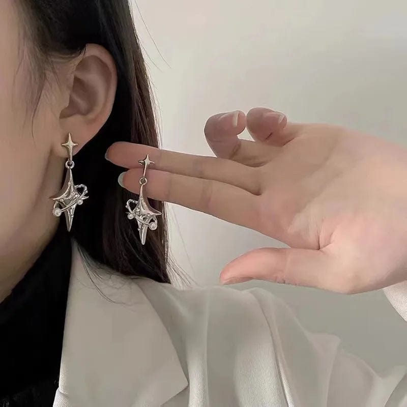 Eleganza Italiana Y2K Star Drop Earrings Cool Girl Harajuku Creative Planet Pearl Crystal Stars Earings Korean Fashion for Women Punk 2023 Jewelry Streetwear high fashion shein amazon temu target Walmart online