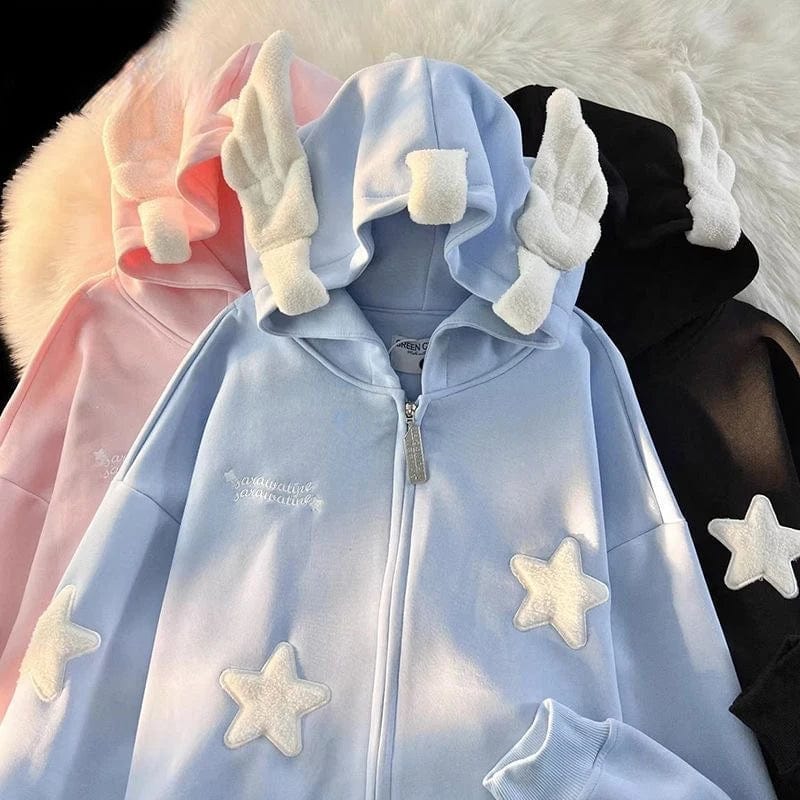 Eleganza Italiana Y2k Zip Hoodie Sweatshirt Loose Long Sleeve Coat Kawaii Clothes Tops Harajuku Jacket Casual Gothic Cartoon Patchwork Streetwear Streetwear high fashion shein amazon temu target Walmart online