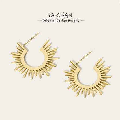 Eleganza Italiana YACHAN Punk Stainless Steel Metal Hoop Earrings For Women Charm Statement Y2K Jewelry Streetwear high fashion shein amazon temu target Walmart online