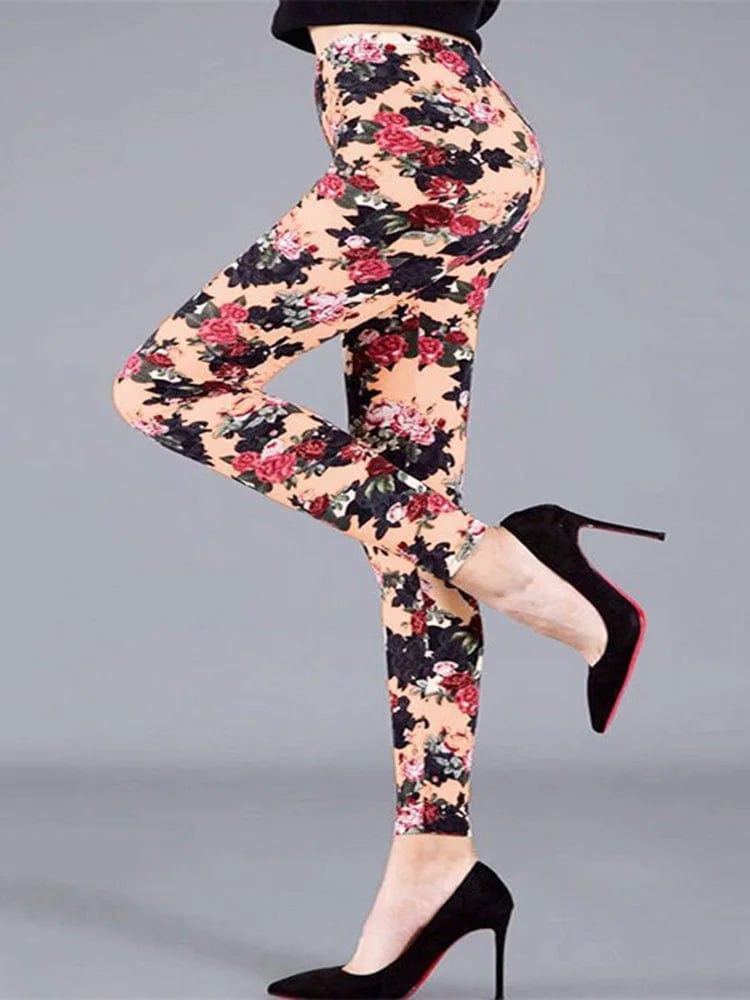 Eleganza Italiana YSDNCHI Women Summer Female Fitness Leggings Floral Print Leggins Lady Sexy Slim Elastic Pencil Pants Stretch Trousers Mujer Streetwear high fashion shein amazon temu target Walmart online