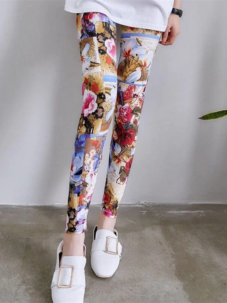 Eleganza Italiana YSDNCHI Women Summer Female Fitness Leggings Floral Print Leggins Lady Sexy Slim Elastic Pencil Pants Stretch Trousers Mujer Streetwear high fashion shein amazon temu target Walmart online