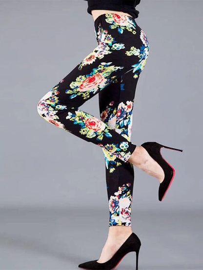 Eleganza Italiana YSDNCHI Women Summer Female Fitness Leggings Floral Print Leggins Lady Sexy Slim Elastic Pencil Pants Stretch Trousers Mujer Streetwear high fashion shein amazon temu target Walmart online