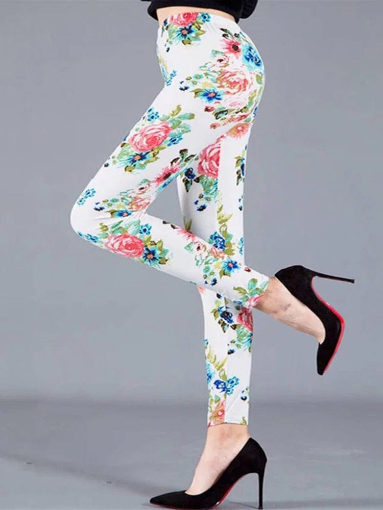 Eleganza Italiana YSDNCHI Women Summer Female Fitness Leggings Floral Print Leggins Lady Sexy Slim Elastic Pencil Pants Stretch Trousers Mujer Streetwear high fashion shein amazon temu target Walmart online