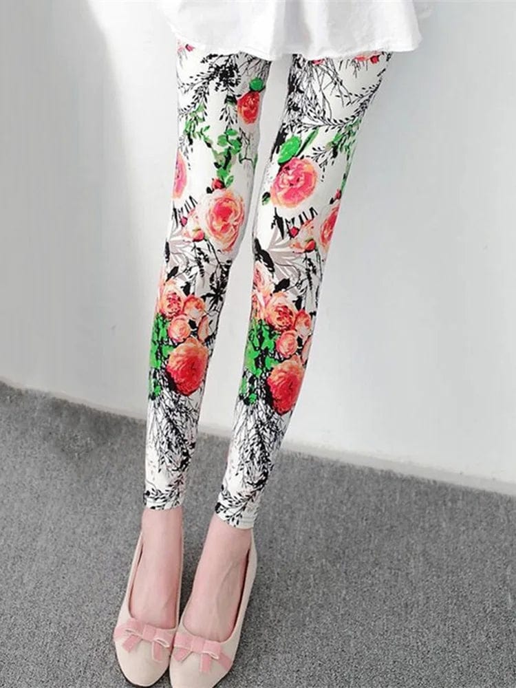 Eleganza Italiana YSDNCHI Women Summer Female Fitness Leggings Floral Print Leggins Lady Sexy Slim Elastic Pencil Pants Stretch Trousers Mujer Streetwear high fashion shein amazon temu target Walmart online