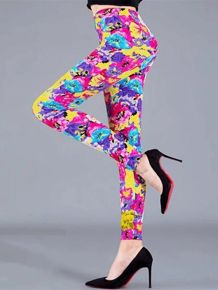 Eleganza Italiana YSDNCHI Women Summer Female Fitness Leggings Floral Print Leggins Lady Sexy Slim Elastic Pencil Pants Stretch Trousers Mujer Streetwear high fashion shein amazon temu target Walmart online