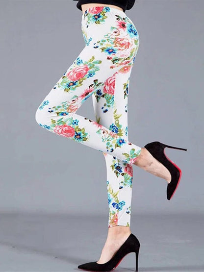 Eleganza Italiana YSDNCHI Women Summer Female Fitness Leggings Floral Print Leggins Lady Sexy Slim Elastic Pencil Pants Stretch Trousers Mujer Streetwear high fashion shein amazon temu target Walmart online