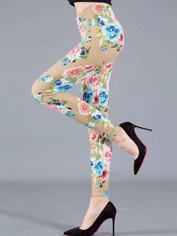 Eleganza Italiana YSDNCHI Women Summer Female Fitness Leggings Floral Print Leggins Lady Sexy Slim Elastic Pencil Pants Stretch Trousers Mujer Streetwear high fashion shein amazon temu target Walmart online