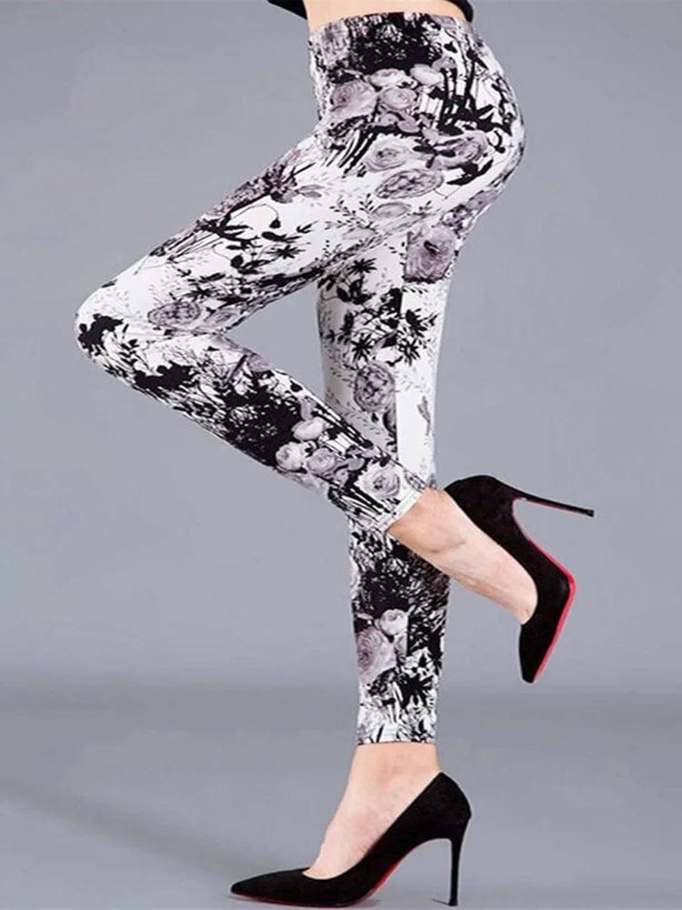 Eleganza Italiana YSDNCHI Women Summer Female Fitness Leggings Floral Print Leggins Lady Sexy Slim Elastic Pencil Pants Stretch Trousers Mujer Streetwear high fashion shein amazon temu target Walmart online