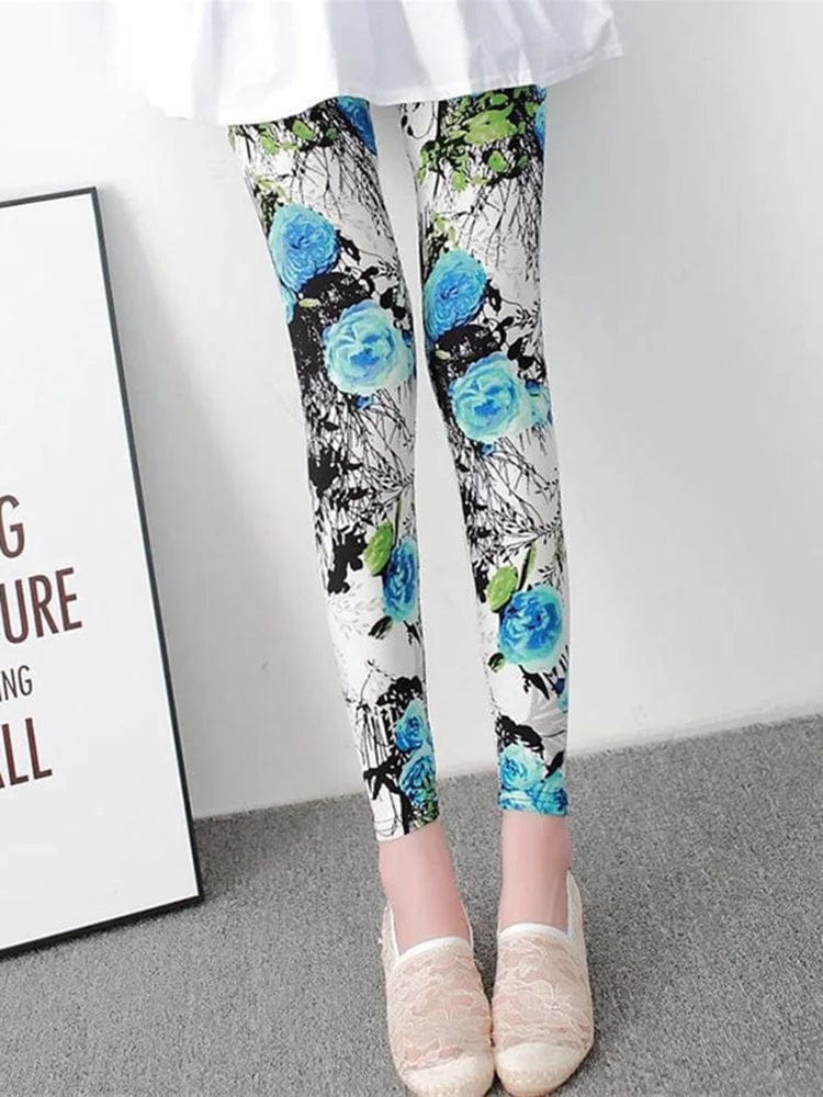 Eleganza Italiana YSDNCHI Women Summer Female Fitness Leggings Floral Print Leggins Lady Sexy Slim Elastic Pencil Pants Stretch Trousers Mujer Streetwear high fashion shein amazon temu target Walmart online