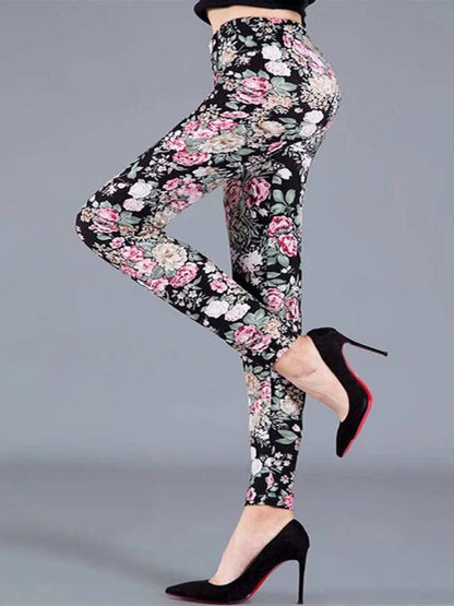 Eleganza Italiana YSDNCHI Women Summer Female Fitness Leggings Floral Print Leggins Lady Sexy Slim Elastic Pencil Pants Stretch Trousers Mujer Streetwear high fashion shein amazon temu target Walmart online