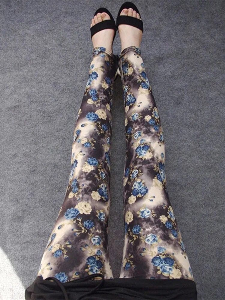 Eleganza Italiana YSDNCHI Women Summer Female Fitness Leggings Floral Print Leggins Lady Sexy Slim Elastic Pencil Pants Stretch Trousers Mujer Streetwear high fashion shein amazon temu target Walmart online