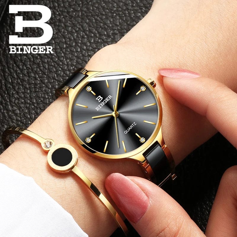 Eleganza Italiana Zegarek damski Switzerland BINGER Fashion Women Watch Luxury Brand Bracelets Ceramic Watch band Sapphire Waterproof Montre femme Streetwear high fashion shein amazon temu target Walmart online