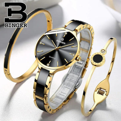 Eleganza Italiana Zegarek damski Switzerland BINGER Fashion Women Watch Luxury Brand Bracelets Ceramic Watch band Sapphire Waterproof Montre femme Streetwear high fashion shein amazon temu target Walmart online