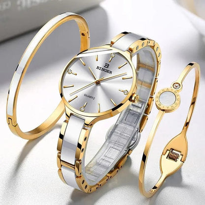 Eleganza Italiana Zegarek damski Switzerland BINGER Fashion Women Watch Luxury Brand Bracelets Ceramic Watch band Sapphire Waterproof Montre femme Streetwear high fashion shein amazon temu target Walmart online