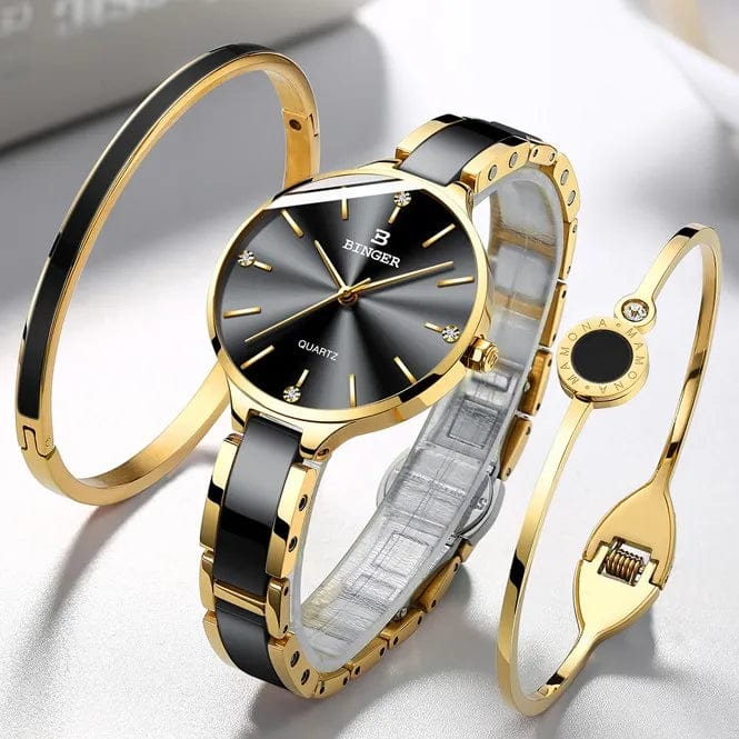 Eleganza Italiana Zegarek damski Switzerland BINGER Fashion Women Watch Luxury Brand Bracelets Ceramic Watch band Sapphire Waterproof Montre femme Streetwear high fashion shein amazon temu target Walmart online