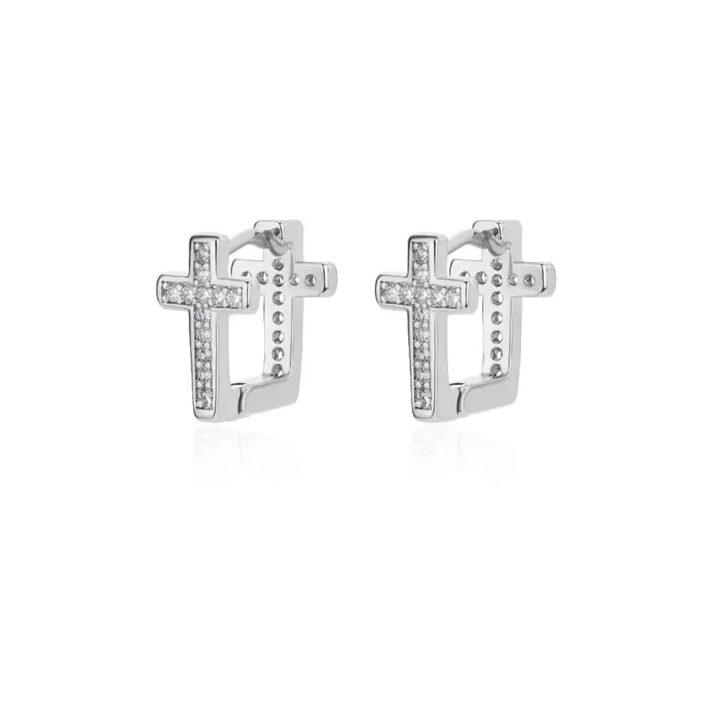 Eleganza Italiana Zircon Cross Dangle Earrings For Women Girls Stainless Steel Cross Earring 2023 Trending Couple Wedding Aesthetic Jewelry aretes Streetwear high fashion shein amazon temu target Walmart online