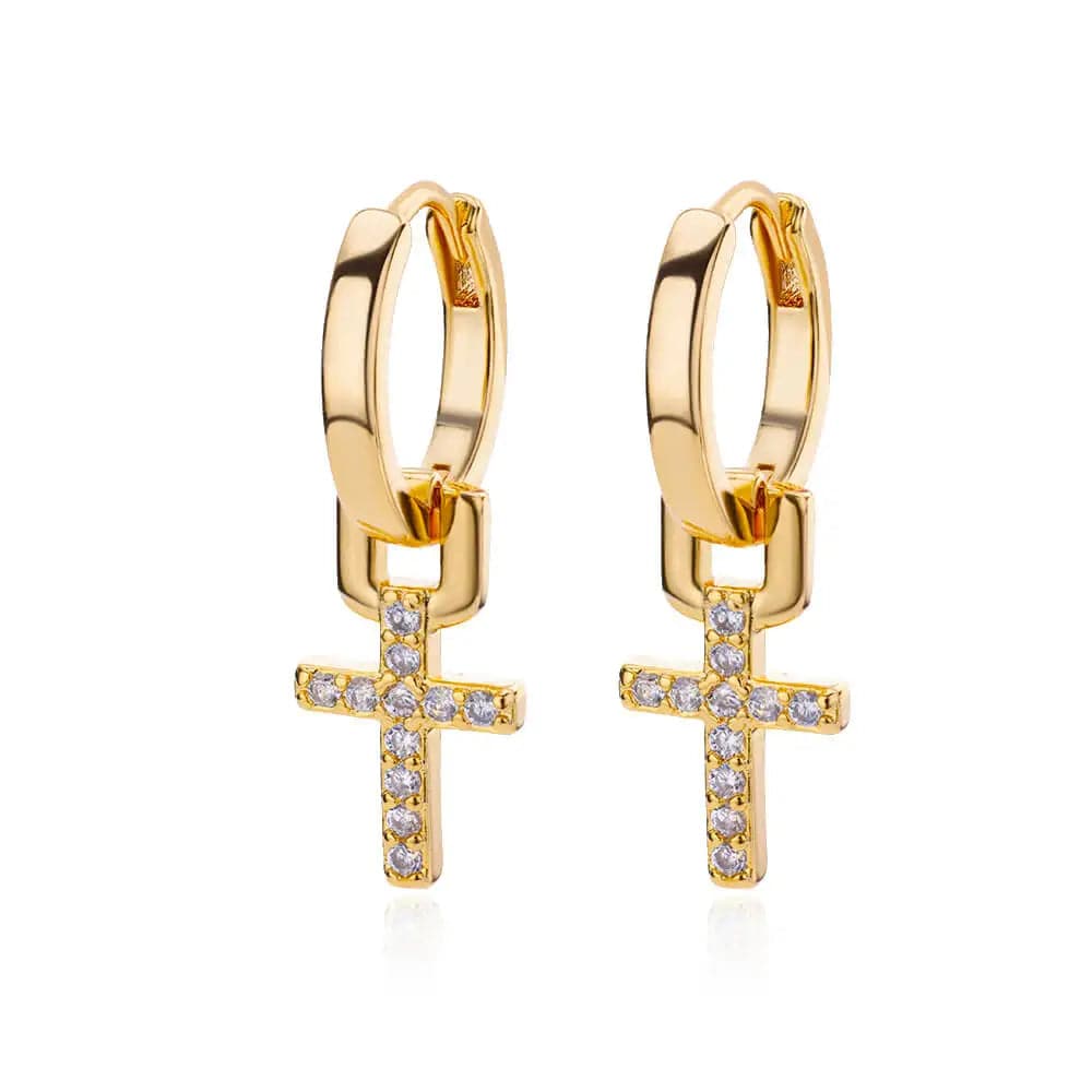 Eleganza Italiana Zircon Cross Dangle Earrings For Women Girls Stainless Steel Cross Earring 2023 Trending Couple Wedding Aesthetic Jewelry aretes Streetwear high fashion shein amazon temu target Walmart online