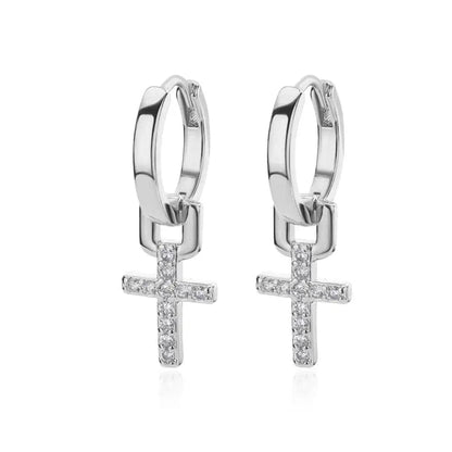 Eleganza Italiana Zircon Cross Dangle Earrings For Women Girls Stainless Steel Cross Earring 2023 Trending Couple Wedding Aesthetic Jewelry aretes Streetwear high fashion shein amazon temu target Walmart online