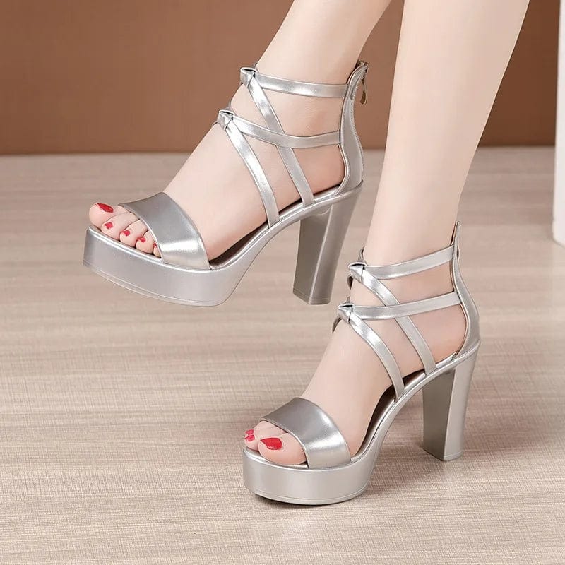 Peris Elegance Big Size 32-43 Block Heel Platform Sandals Women Wedding Shoes 2024 Summer High Heels Gladiator Sandals Patent Leather Sandals Streetwear high fashion shein amazon temu target Walmart online