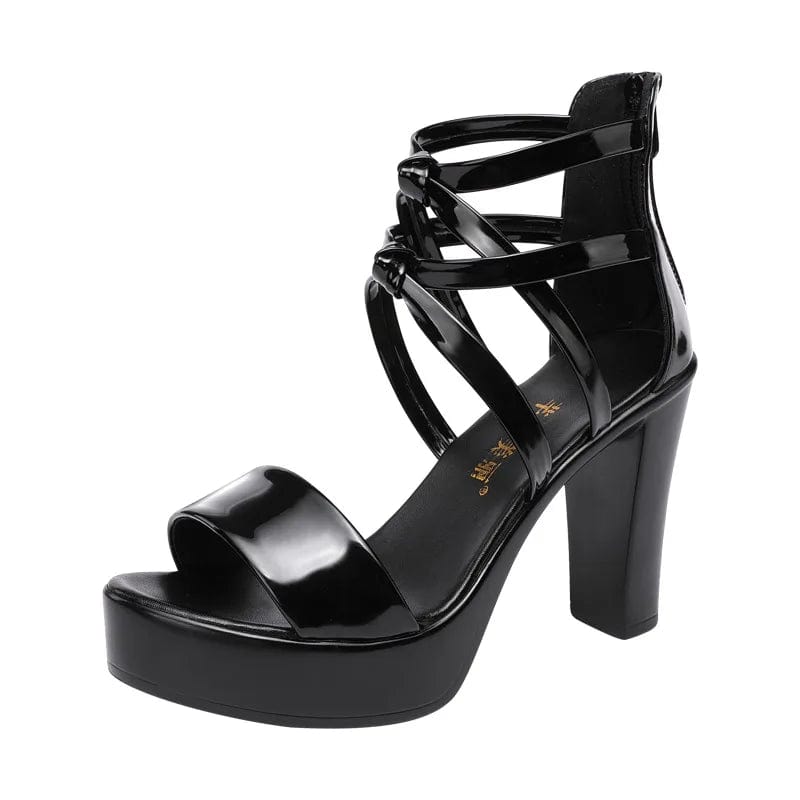 Peris Elegance Big Size 32-43 Block Heel Platform Sandals Women Wedding Shoes 2024 Summer High Heels Gladiator Sandals Patent Leather Sandals Streetwear high fashion shein amazon temu target Walmart online