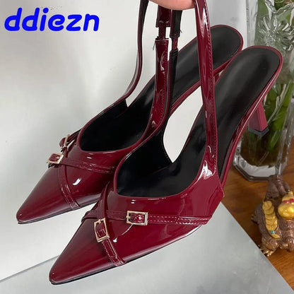 Peris Elegance Big Size Footwear Wine Red Women High Heels Shoes Fashion Pointed Toe Pumps Ladies Thin Heels Shoes  Female Slingbacks Slides Streetwear high fashion shein amazon temu target Walmart online