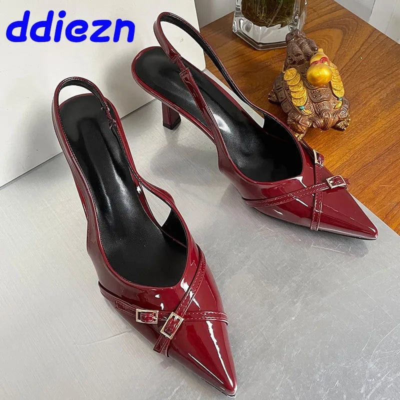 Peris Elegance Big Size Footwear Wine Red Women High Heels Shoes Fashion Pointed Toe Pumps Ladies Thin Heels Shoes  Female Slingbacks Slides Streetwear high fashion shein amazon temu target Walmart online