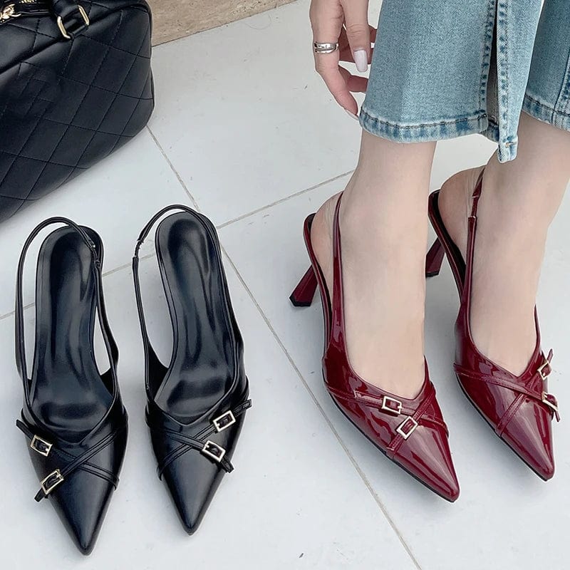 Peris Elegance Big Size Footwear Wine Red Women High Heels Shoes Fashion Pointed Toe Pumps Ladies Thin Heels Shoes  Female Slingbacks Slides Streetwear high fashion shein amazon temu target Walmart online