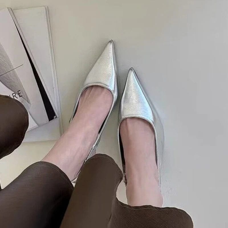 Peris Elegance Elegant High Heels Silver Pumps Women 2023 Summer Slingbacks Pointed Toe Party Shoes Woman Solid Thin Heeled Sandals Ladies Streetwear high fashion shein amazon temu target Walmart online