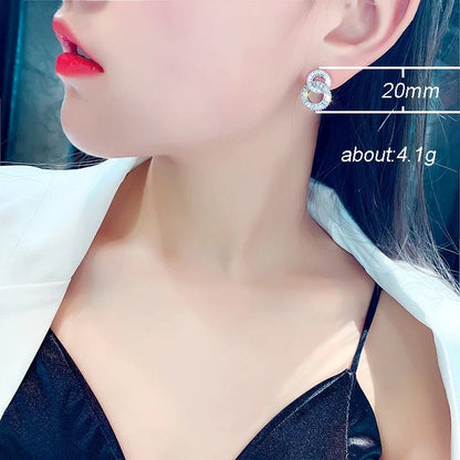 Peris Elegance Huitan Dazzling Crystal Zircon Shape 8 Women Stud Earring Fashion Jewelry Wedding Party Office Lady Versatile Earrings Hot Sale Streetwear high fashion shein amazon temu target Walmart online