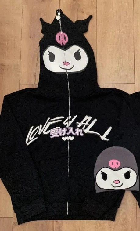 Peris Elegance INS Y2K zip up hoodie kawaii Harajuku printing streetwear Men&