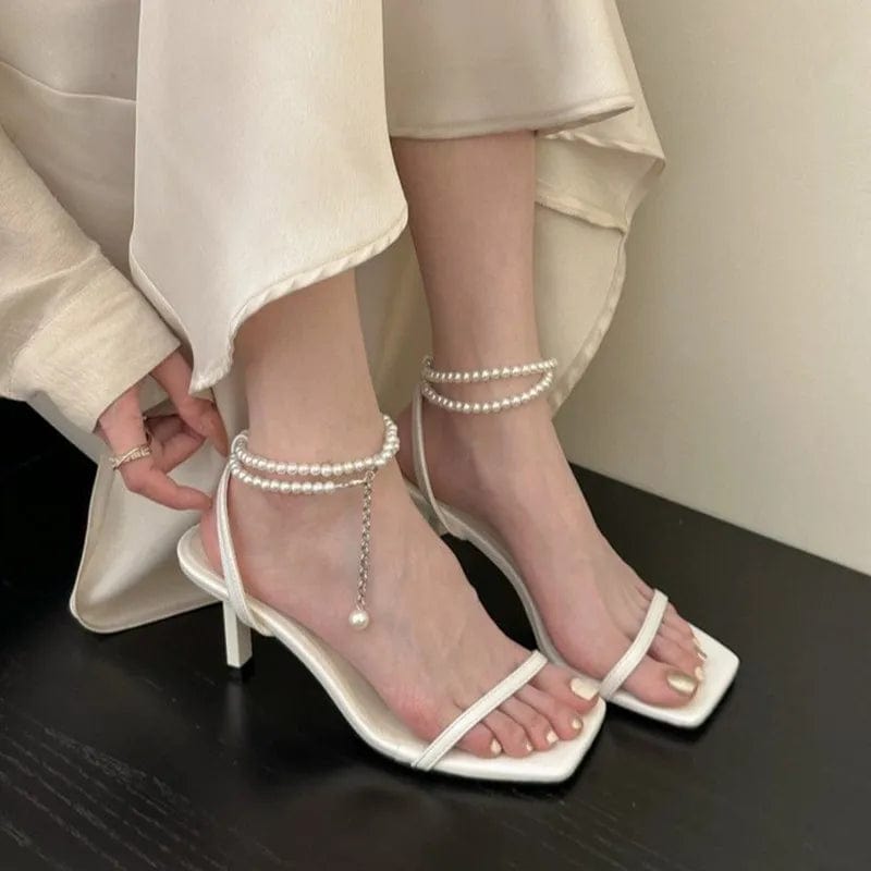 Peris Elegance Low Heel Sandals Woman Leather Suit Female Beige Silver Summer High Heels Low-heeled Fashion Comfort Girls High-heeled Sandals Streetwear high fashion shein amazon temu target Walmart online