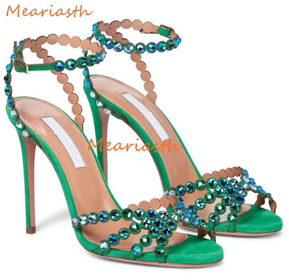 Peris Elegance Meariasth Clear PVC Crystal Sandals Blue Peep Toe Buckle Strap Thin High Heels Sandals Woman Summer Lady Stilettos Shoes On Heel Streetwear high fashion shein amazon temu target Walmart online